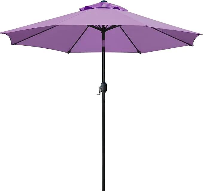 Sunnyglade 9' Patio Umbrella Outdoor Table Umbrella with 8 Sturdy Ribs（Purple） by GreenHaven Gardens