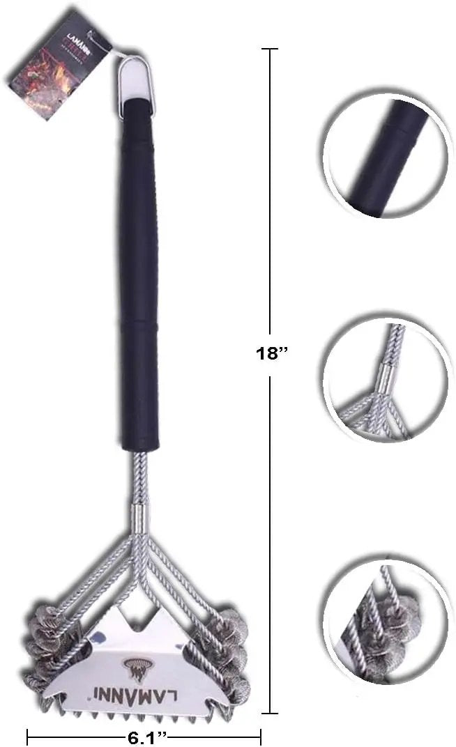 Grill Cleaner and Scraper 18” This BBQ Grill Cleaner Helps You to Scrub Your BBQ Grill Extra Strong BBQ Cleaner Accessories by GreenHaven Gardens