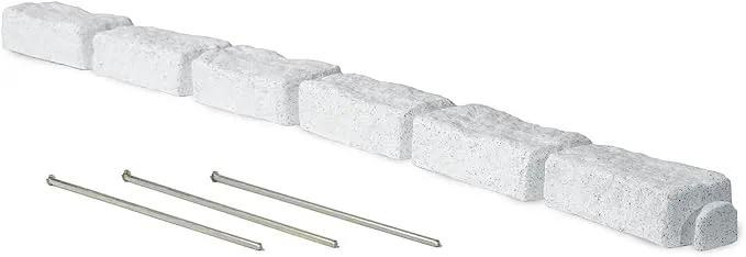 Beuta Landscape Edging | Garden Edging Border | No Dig Faux Stone Bricks & Spikes for Lawn Edging, Flower beds, Pathways & Yards – 1 Pack | Each Pack Has 6 Bricks 48" Lx 4" W x 2.25" H|Limewash by GreenHaven Gardens