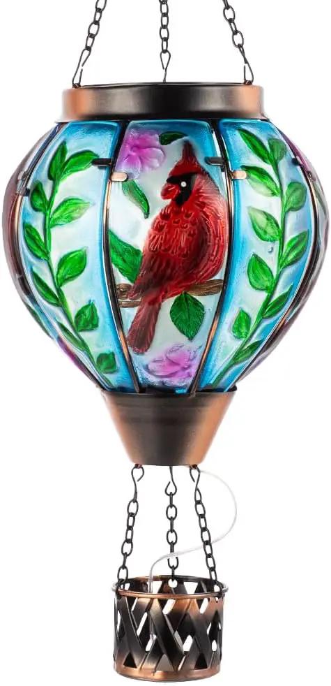 Starsoul Cardinal Hot Air Balloon Solar Flickering Flame with Candle Holder Outdoor Solar Lantern Hot Air Balloon Solar Light Waterproof Hanging Solar Balloon Lamp Garden Patio Yard Decor by GreenHaven Gardens