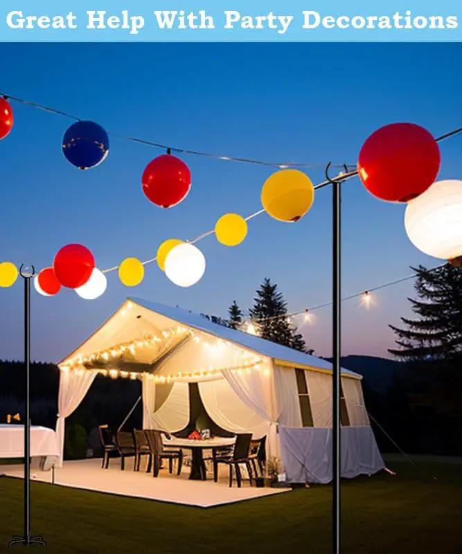 String Light Pole Stand for Outdoor String Lights Hanging, Use for Backyard, Garden, Patio, Party, Festival, Wedding, Picnic, 10FT, Matte, 3 Poles by GreenHaven Gardens