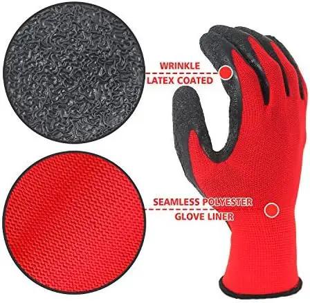 Evridwear Crinkle Latex Rubber Hand Coated Safety Work Gloves for Men Women General Multi Use Construction Warehouse Gardening Assembly Landscaping (M-Size) Red 120 Pairs Pack by GreenHaven Gardens