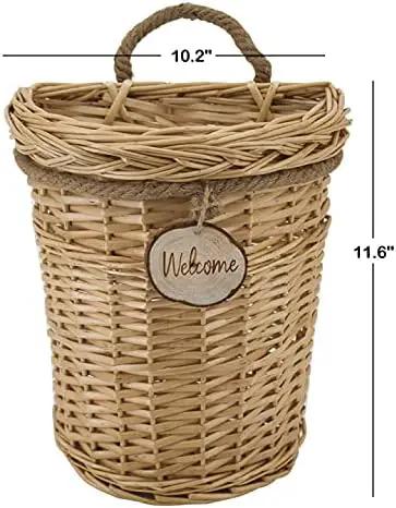 Woven Wicker Hanging Basket Door Hanging Basket Wall Decorations for Home Garden Farmhouse (original) by GreenHaven Gardens
