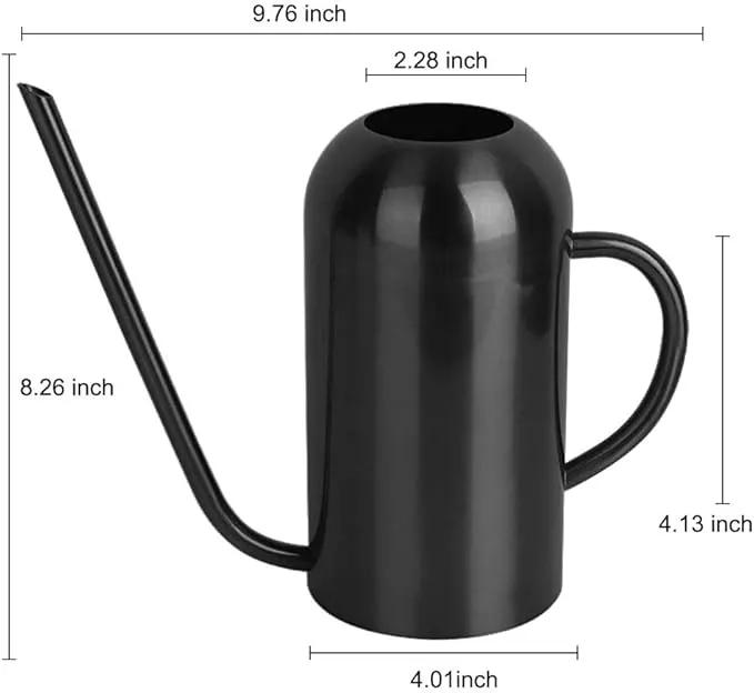 Watering Can Indoor Plants, 50 oz/1500 ml Metal Stainless Steel Watering Can Pot with Long Spout for Indoor House Plants Bonsai Outdoor Garden Flower Decorative(Copper) (Black) by GreenHaven Gardens