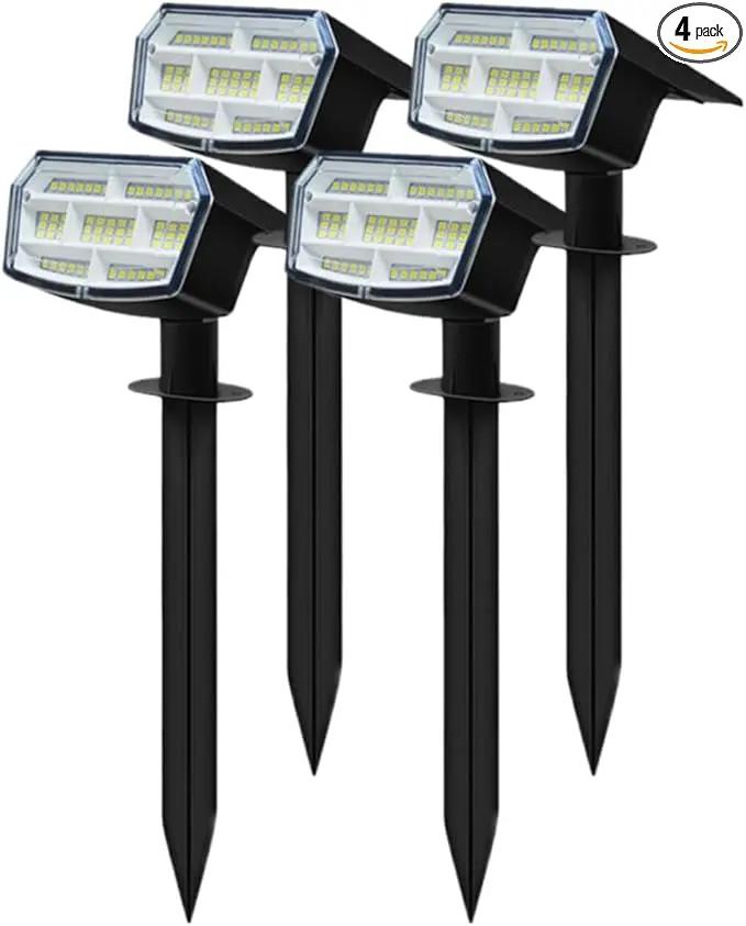 Outdoor Light Solar-Powered 3 Levels of Brightness，Waterproof IP65 can be Installed on Walls, Beside walkways, on lawns and Near Green Plants- 4 Pack (Warm) by GreenHaven Gardens