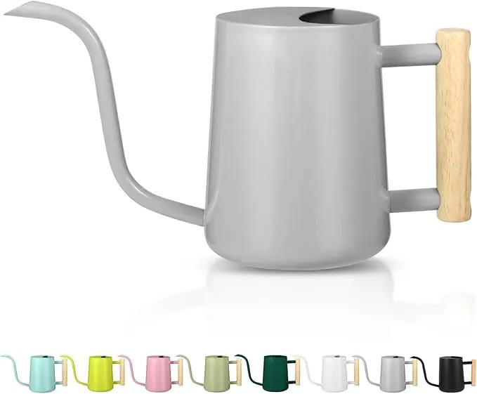 Watering Can Indoor Plants, 35oz Small Watering Can Indoor Stainless Steel Metal Watering Can Modern Decorative Watering Pot with Long Spout for Indoor House Plant Bonsai Garden Flowers (Gray) by GreenHaven Gardens