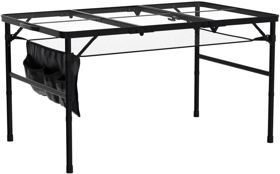 Nice C Table for Grill, Outdoor Table, Camping Cooking Picnic Tables, Card Tables Adjustable Height, Mesh Bag, Carry Handle (47.3” x 23.7“ x 14.7”/24.2“ Black) by GreenHaven Gardens