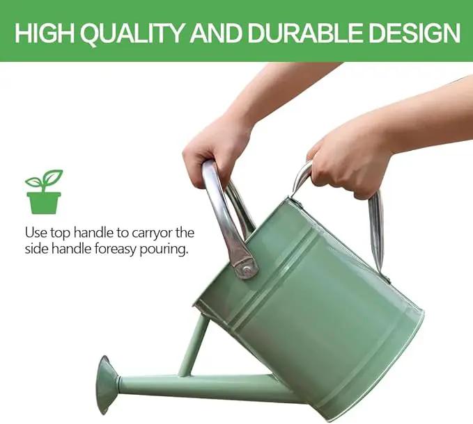 Metal Watering Can, One Gallon Watering Cans Stainless Steel for Outdoor Indoor Garden Plants Watering (Cream Green) by GreenHaven Gardens