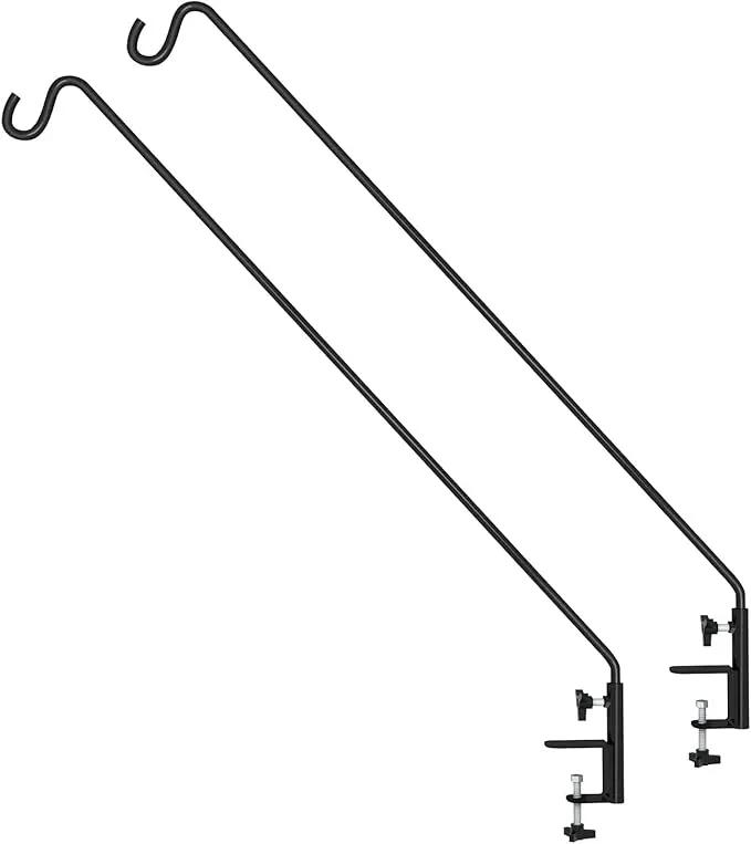 ERYTLLY Extended Reach Deck Hook Wall Pole Wall Mounted Deck Hook Extensible and 43 inch Wall Bracket for Hanging Bird Feeder,Plants,Wind Chimes,Lanterns 2 Packs by GreenHaven Gardens