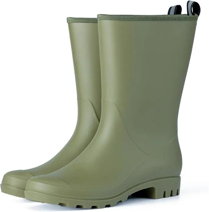 Mid Calf Rain Boots Women Waterproof PVC Womens Rubber Rain Boot Seamless Rain Footwear Outdoor Garden Work Walking by GreenHaven Gardens