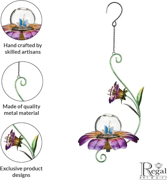 Regal Art & Gift Twinkle Hanging Chime Solar Lanterns - Micro Pulsing LED Lights, Waterproof Outdoor Yard Decorations, Metal & Plastic, Décor for Lawn, Garden, Patios, Hanging Path Light, Butterfly by GreenHaven Gardens