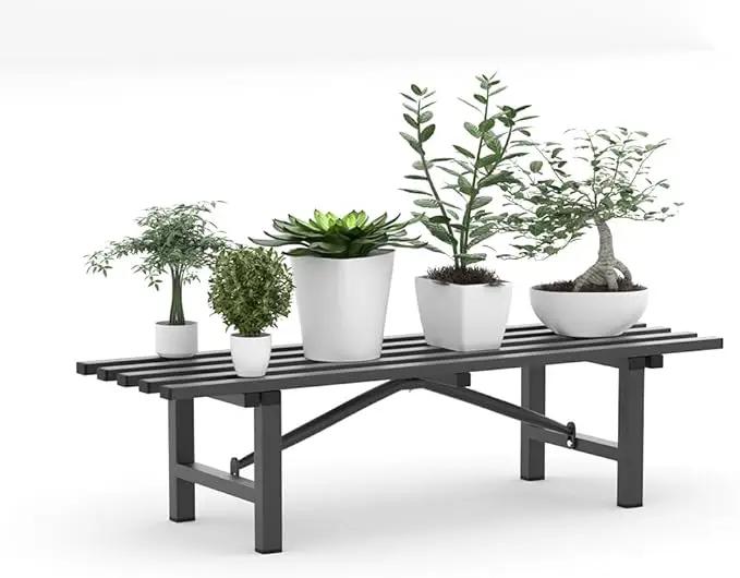 Premium Aluminum Plant Stand - Home Decor & Outdoor Garden Solution with 300 LBS Capacity, L37.8 x W11.4 x H7.9 inch by GreenHaven Gardens