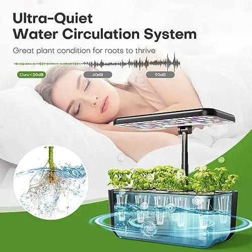 Ahopegarden Indoor Garden Hydroponics Growing System: 10 Pods Plant Germination Kit Aeroponic Herb Vegetable Growth Lamp Countertop with LED Grow Light - Hydrophonic Planter Grower Harvest Lettuce by GreenHaven Gardens