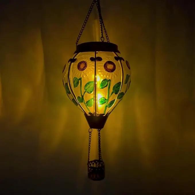 Hot Air Balloon Solar Lantern with Flickering Flame Hanging Solar Lanterns Outdoor Lights Waterproof Lanterns Decorative Garden Patio Yard Party Decor Sunflower by GreenHaven Gardens