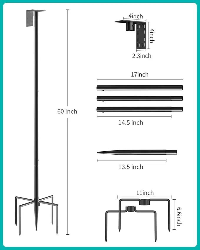 Bird Feeder Pole – 60 Inch Height Bird House Pole with 1-Inch Dia Heavy Duty for Birdfeeders, Feeding Stand with Mount Kit for Outdoor, Slip-Fit Connection by GreenHaven Gardens