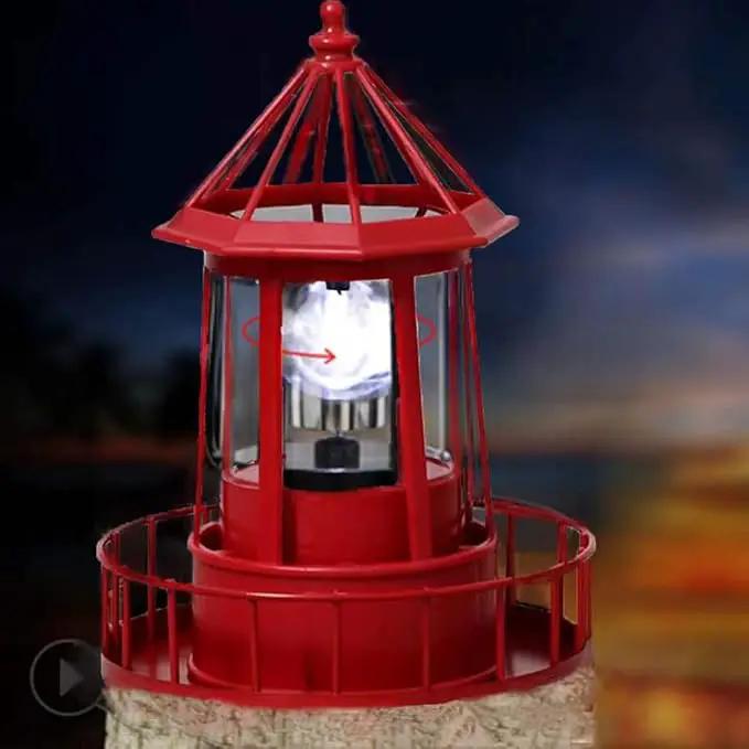 LED Solar Powered Lighthouse, 360 Degree Rotating Lamp Courtyard Decoration Waterproof Garden Smoke Towers Statue Lights for Outdoor Patio Garden Pathway by GreenHaven Gardens