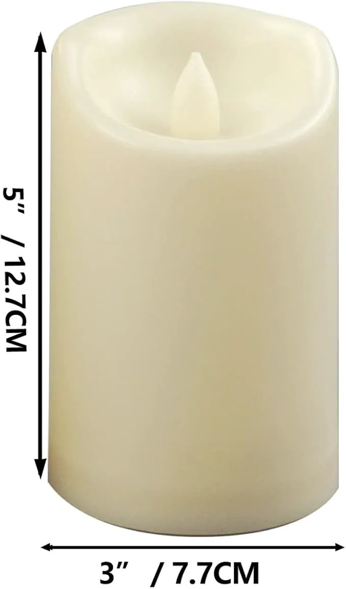 Waterproof Outdoor Battery Operated Flameless Pillar Candles with Timer White Plastic Realistic Flickering Fake Electric LED Lights for Lantern Garden Wedding Christmas Decorations 3”x5” 2 PCS by GreenHaven Gardens