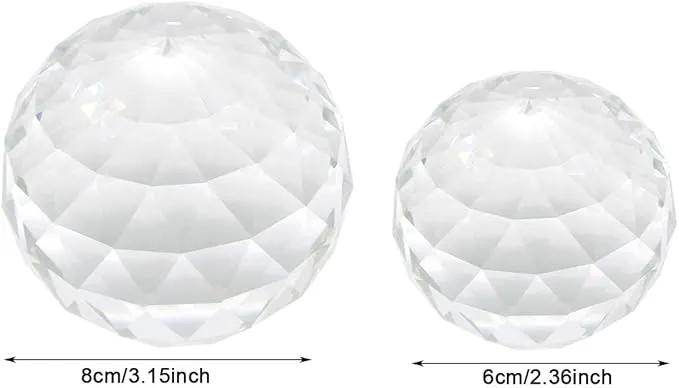 2 Pack Clear Crystal Ball Prism Window Rainbow Maker Window Prisms Suncatcher for Feng Shui, (80mm+60mm) by GreenHaven Gardens