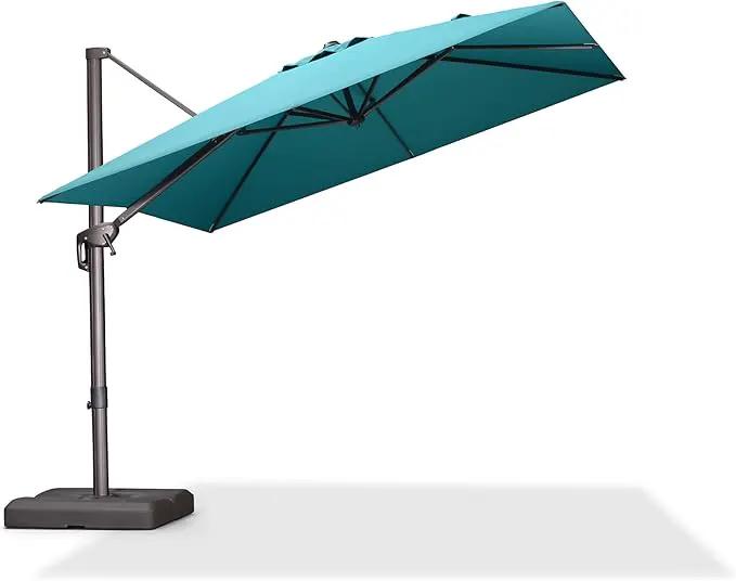 PURPLE LEAF 9 Feet Patio Umbrella Square Cantilever Umbrella Outdoor with 360° Rotation and Aluminum Offset Hanging for Pool Deck Garden Backyard, Turquoise by GreenHaven Gardens