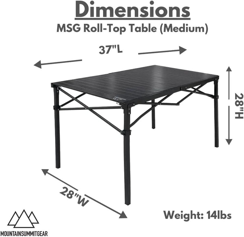 Heavy-Duty Roll-Top Table for Camping - Portable Aluminum-Top Folding Table with Steel Frame by Caddis Sports (Medium) by GreenHaven Gardens