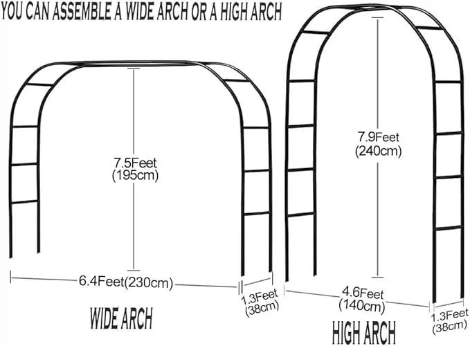 Adorox Metal Garden Arch Trellis for Climbing Plants 7.8ft Outdoor Arch Wedding Halloween Christmas Vine Trellis Pumpkin Archway Assemble Freely 2 Sizes Gold by GreenHaven Gardens