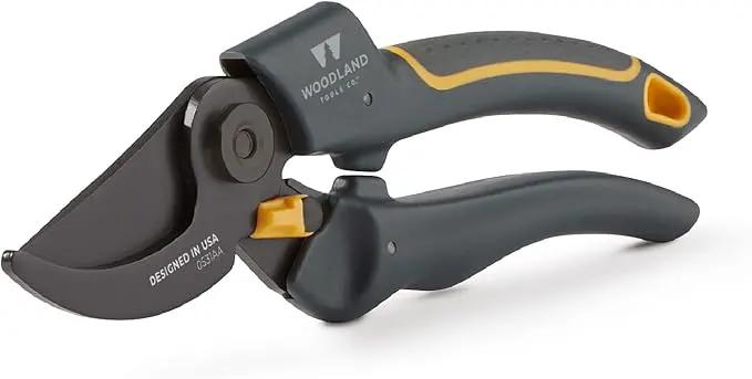 Woodland Tools Co. Duralight Bypass Pruning Shears – 5/8" Cut Capacity, Lightweight Hand Pruner, High Carbon Steel Blade, Adjustable Lock, Internal Spring, Soft Grip Garden Tool for Plants and Shrubs by GreenHaven Gardens