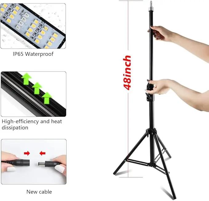 Grow Light with Stand, 200W 6000K Full Spectrum Gooseneck Floor Plant Light for Indoor Plants Growing,5 Dimmable Levels & Auto On/Off Timer, Tripod Stand Adjustable 15-48 in by GreenHaven Gardens