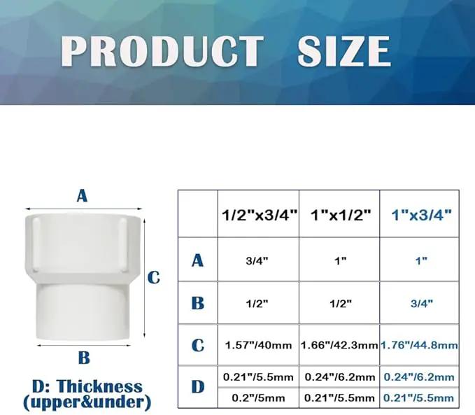 8PCS 1 to 3/4 Inch Double Female Threaded PVC Adapter Pressure Fittings 1" to 3/4" Female to Female Thread Coupling Pipe Fitting Connector for Garden Works HE046-1x3/4 by GreenHaven Gardens