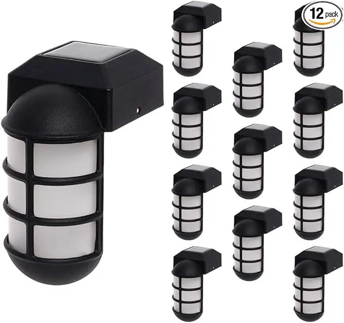 GreenLighting Marina Solar Post Cap Lights Fits 4x4 Nominal Wood Outdoor Solar Powered Post Cap Light, Fence Post, Landscaping, Deck, Garden- Bright LED, Waterproof Nautical Lighting Black 12 Pack by GreenHaven Gardens