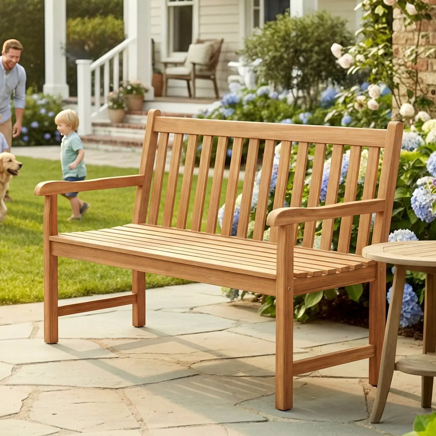 62inch Teak Outdoor Porch Bench 3 by DirectDeals