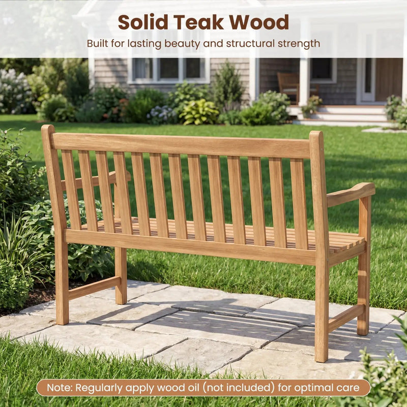 62inch Teak Outdoor Porch Bench 3 by DirectDeals