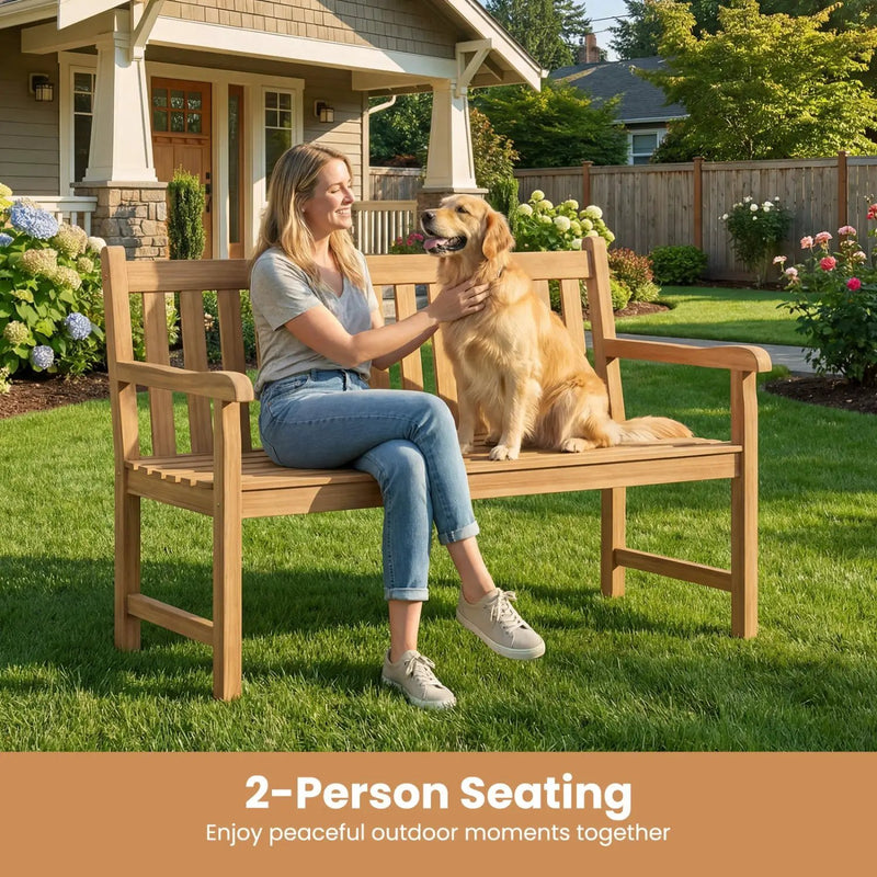 62inch Teak Outdoor Porch Bench 3 by DirectDeals