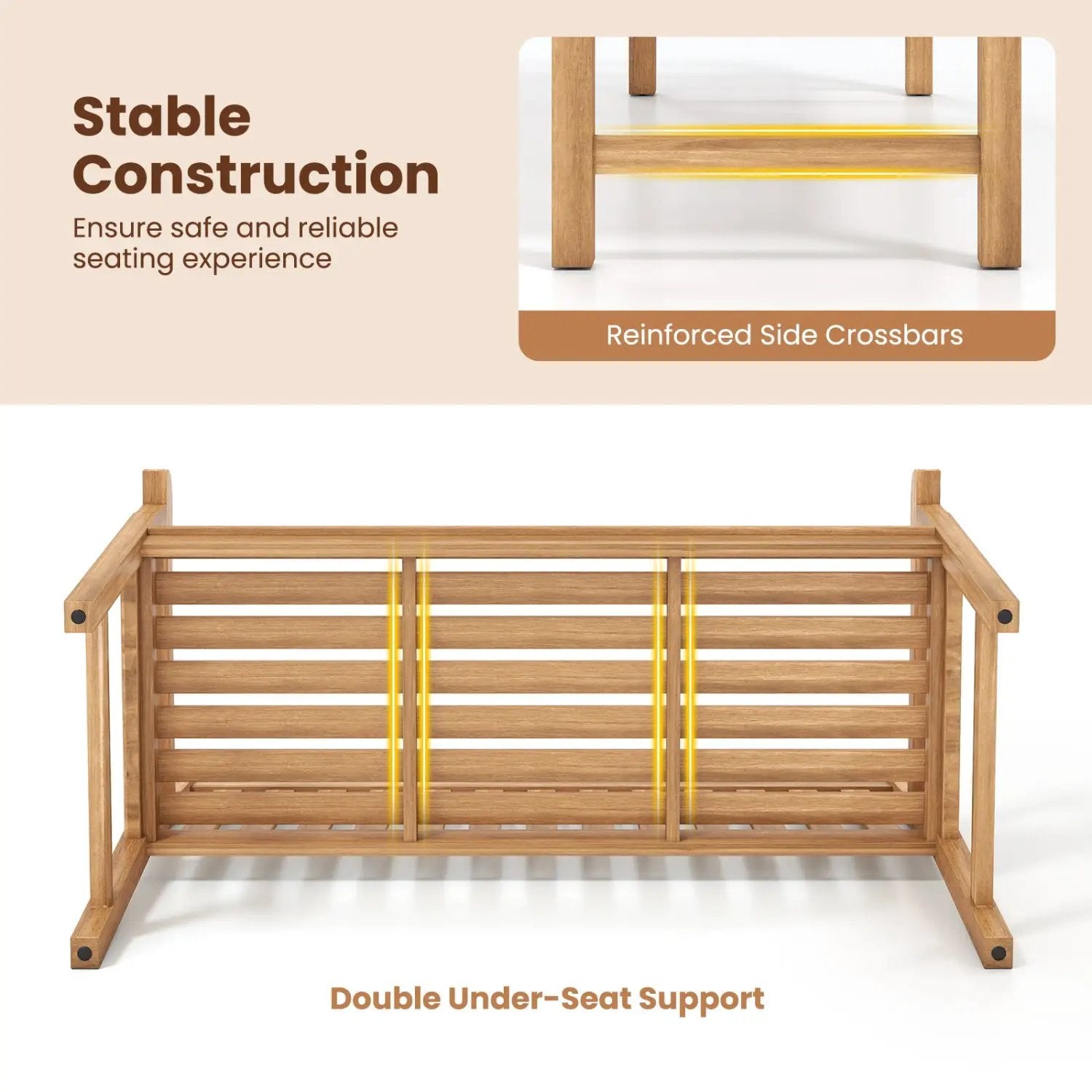 62inch Teak Outdoor Porch Bench 3 by DirectDeals