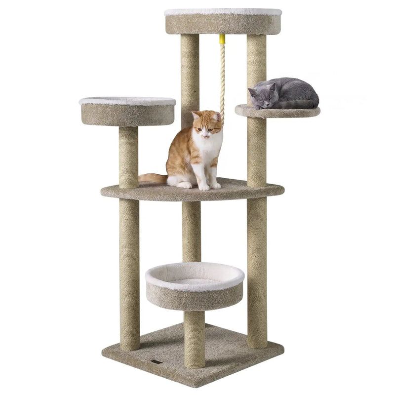 51"Carpeted Cat Tree with Comfy Plush Perches for Indoor Cats by DirectDeals