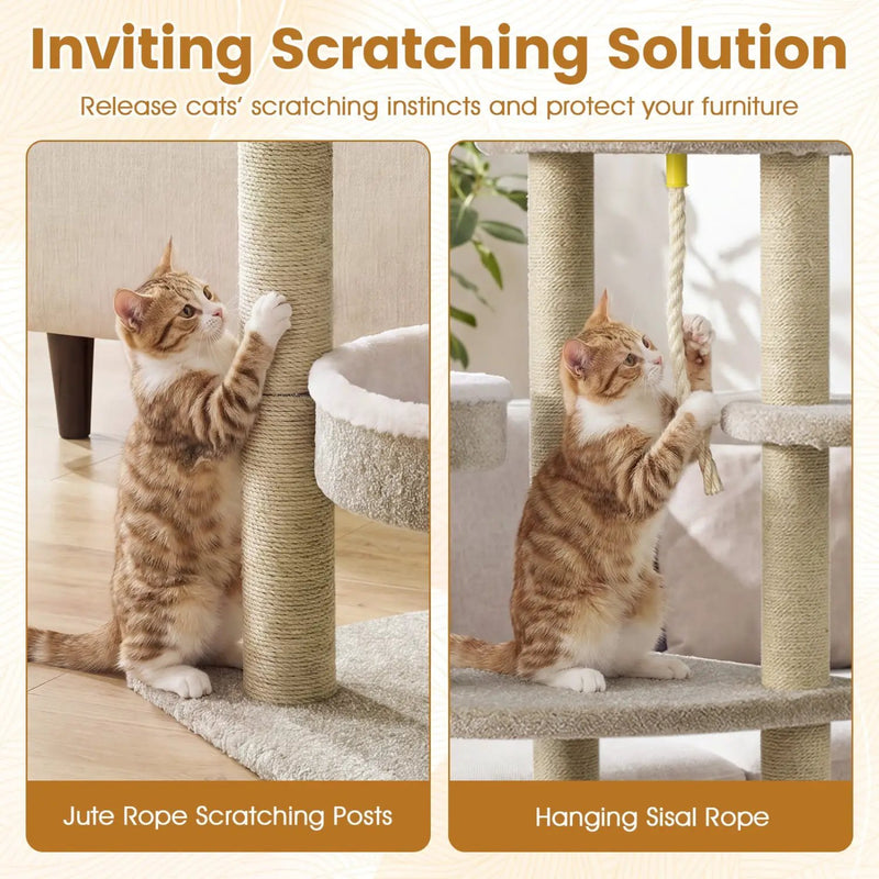 51"Carpeted Cat Tree with Comfy Plush Perches for Indoor Cats by DirectDeals