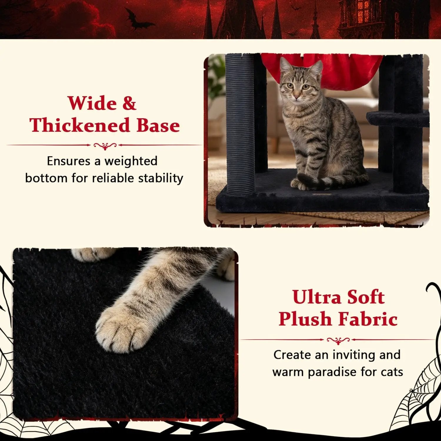 51" Gothic Multi-Level Cat Tree with Spider Toy & Hammock by DirectDeals