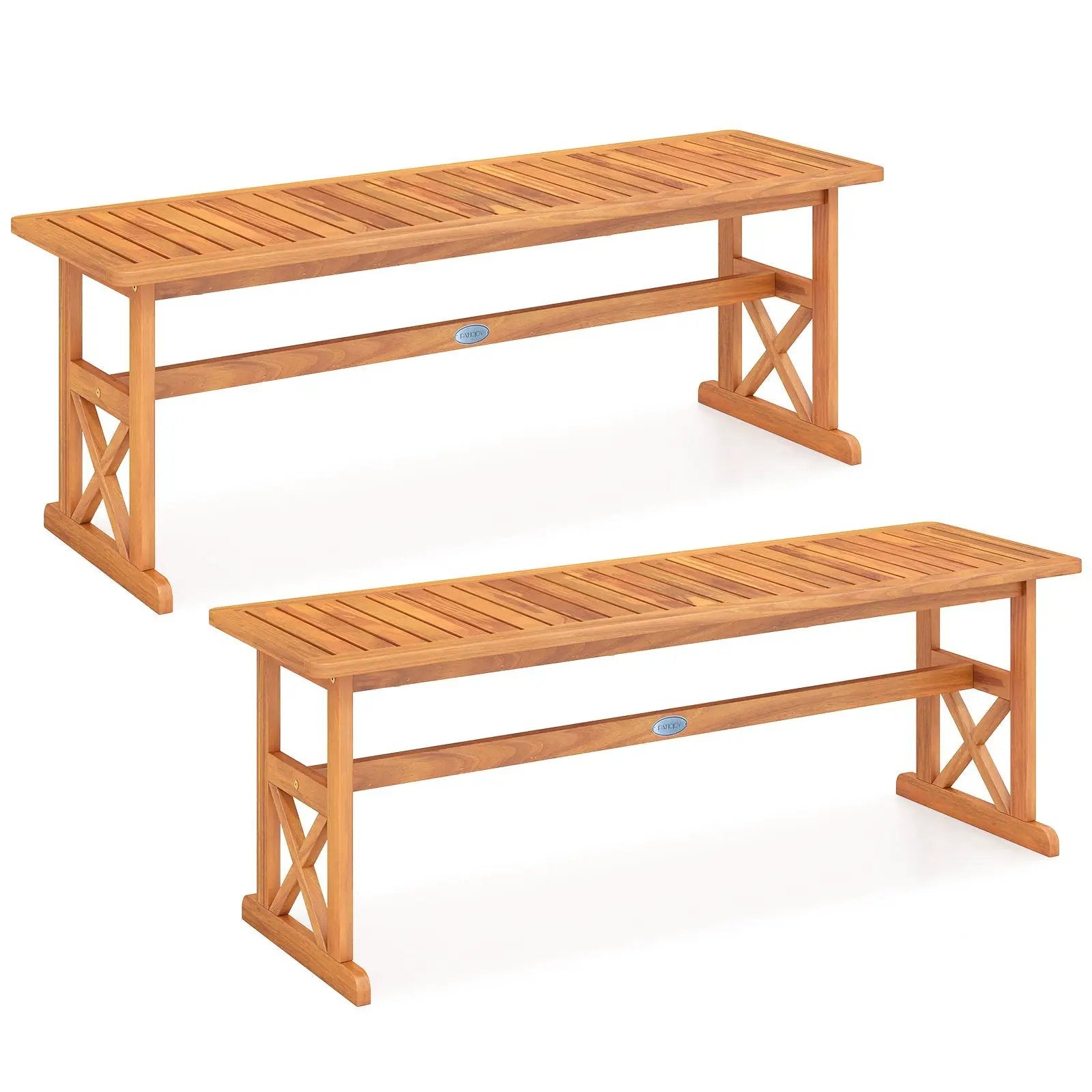 51 Inches Outdoor Acacia Wood Bench with Slatted Seat and 800 lbs Weight Capacity by DirectDeals