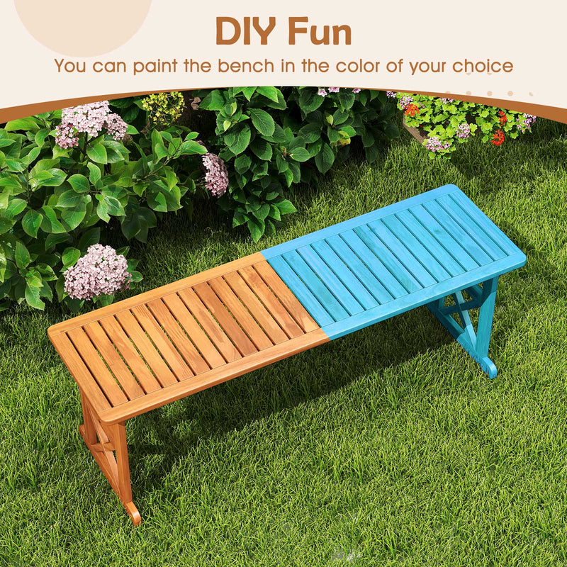 51 Inches Outdoor Acacia Wood Bench with Slatted Seat and 800 lbs Weight Capacity by DirectDeals