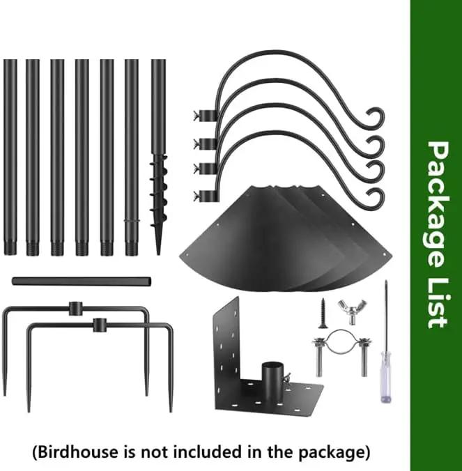 Bird Feeders Pole, House Pole 92 Inch, Adjustable Heavy Duty Feeder Stand Feeding Station with Sturdy Anchor Squirrel Proof Baffle for Watching (Bird Not Included) by GreenHaven Gardens