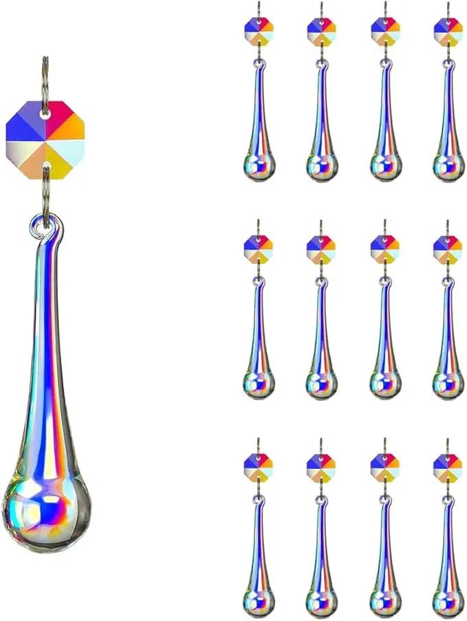 12pcs Raindrop Crystal Chandelier Prisms Parts, Hanging Crystals Beads for Chandeliers, Home Decoration by GreenHaven Gardens