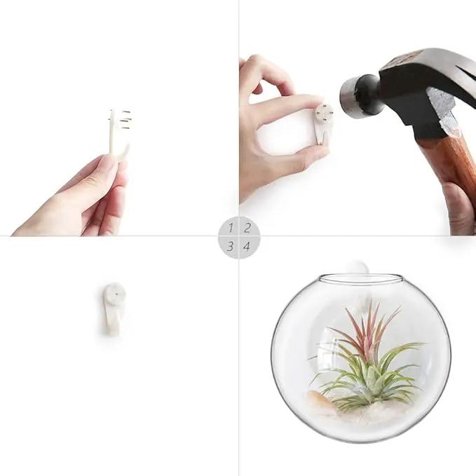 Mkono Wall Hanging Planter Propagation Station Glass Flower Vase for Hydroponics Plants, Bathroom, Home Office Living Room Decor Gift, Oblate Set of 4 by GreenHaven Gardens