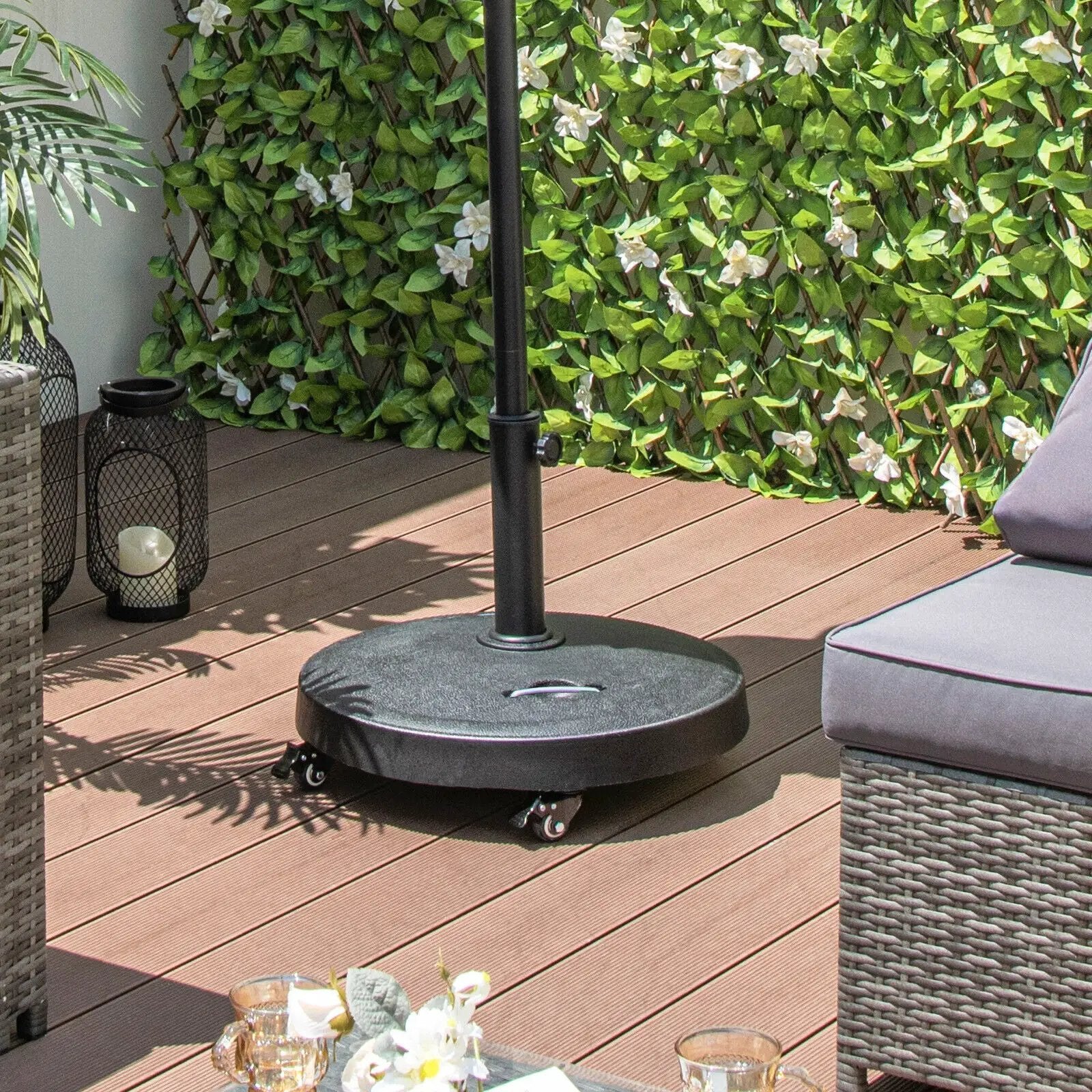 51LBS 20.5Inch Outdoor Umbrella Base with Wheels and Handles by DirectDeals