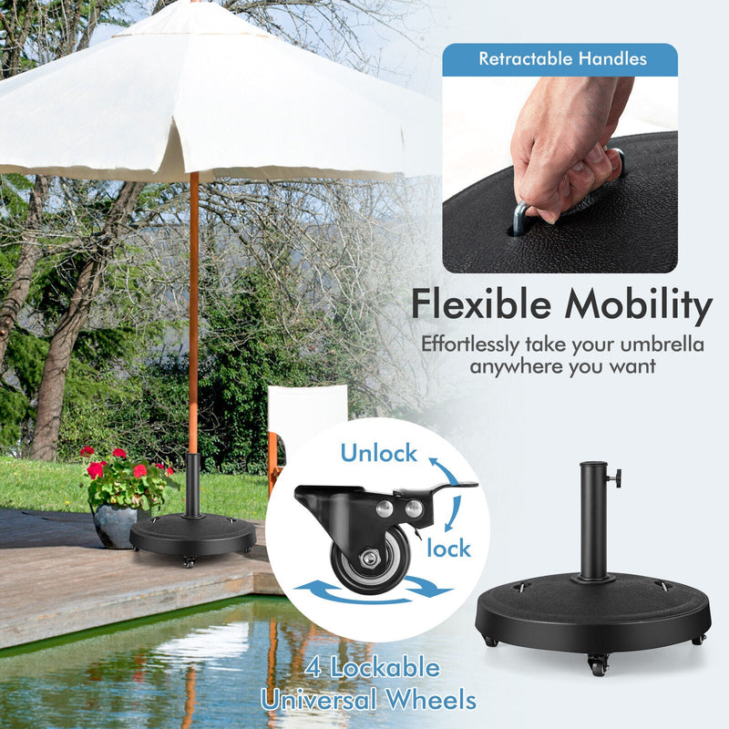 51LBS 20.5Inch Outdoor Umbrella Base with Wheels and Handles by DirectDeals