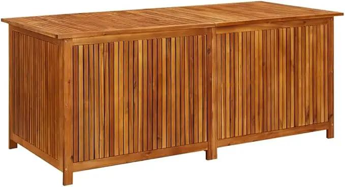 vidaXL Outdoor Storage Box, [Load Capacity Gallon] Deck Box with Gas-Lift Lid, Storage Chest with Water-Resistant Zippered Bag Inside, 68.9''x31.5''x29.5'', Solid Acacia Wood by GreenHaven Gardens
