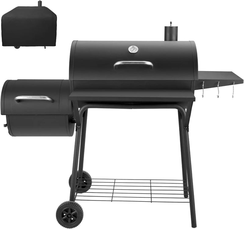 Barrel Charcoal Grill with offset smoker, 714 Square Inches Cooking Area, Outdoor BBQ Grill with Front and Side Shelf, Perfect for Backyard, Patio Parties and Picnics by GreenHaven Gardens