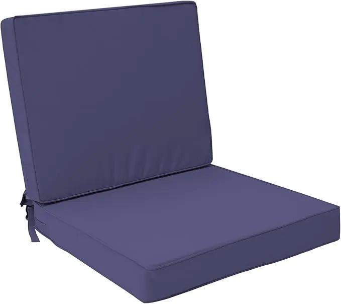 Outdoor Deep Seat Cushion Set 22" x 22", Water Repellent & Fade Resistant Cushion for Patio Furniture, Back & Seat Cushion with Removable Covers for Sofa, Couch, Navy by GreenHaven Gardens