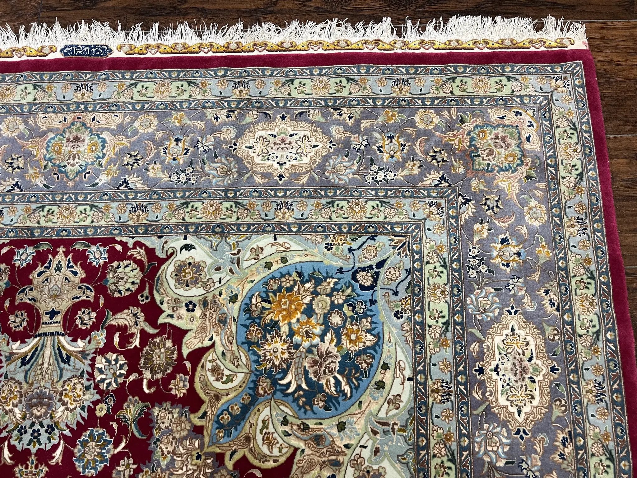 Stunning Persian Tabriz Rug 5x7, Signed by Masterweaver, Maroon, Floral Medallion, Ultra Fine 70 Raj 625 KPSI, Kork Wool Silk Foundation, Handmade by Jewel Rugs