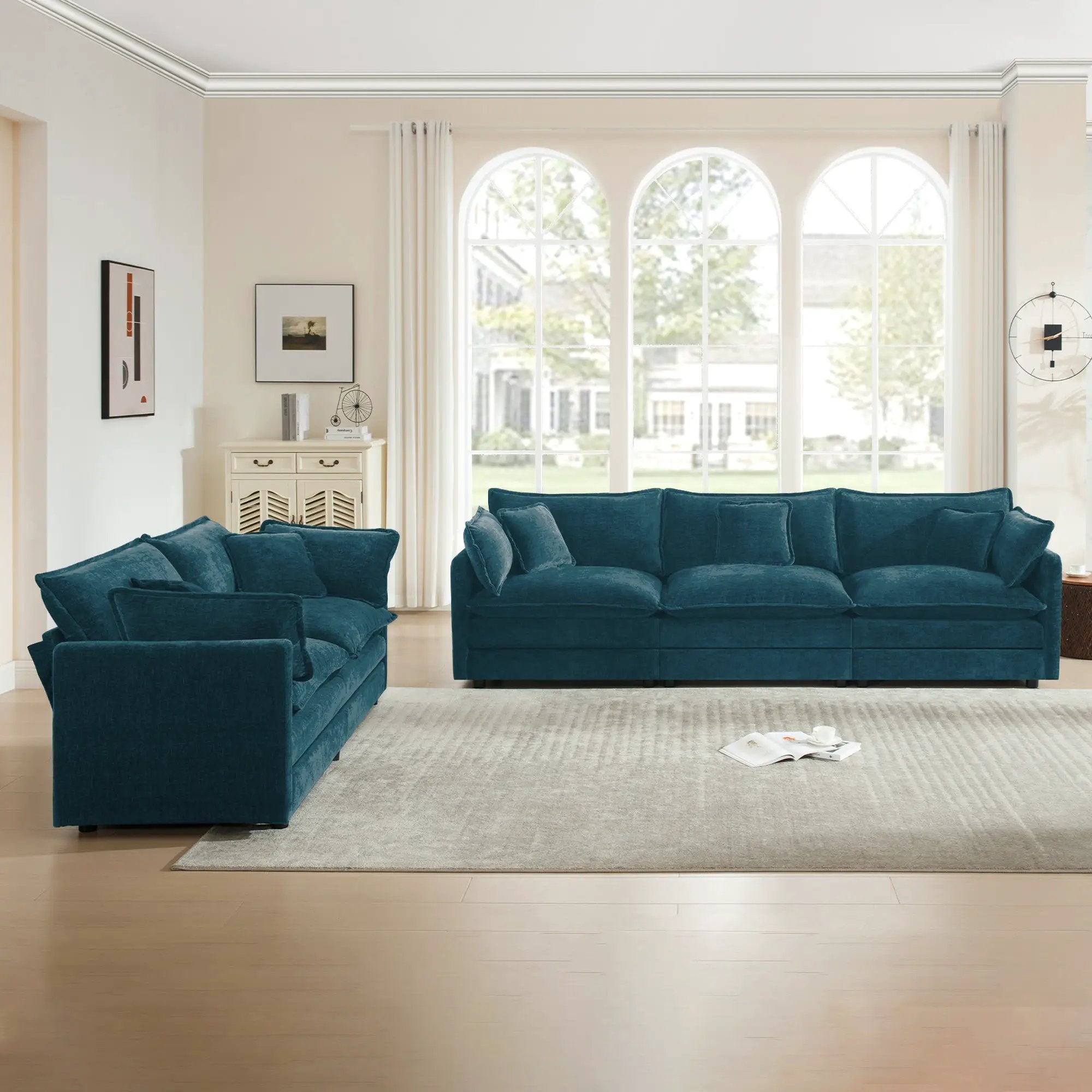 Chenille Sofa Set of 2: 2 & 3 Seater Couch by HouseOfZazla
