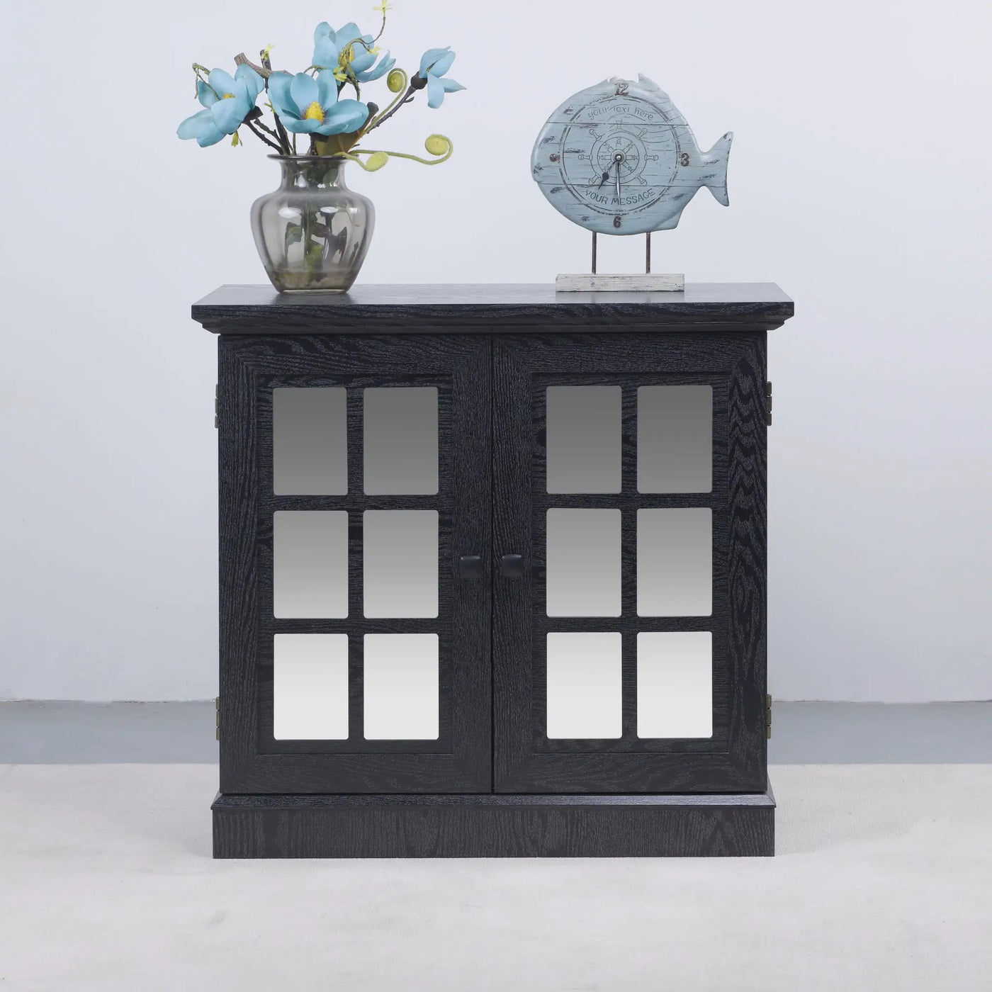 Sideboard Cabinet With Mirrored Doors, Adjustable Shelf, Metal Handles by HouseOfZazla
