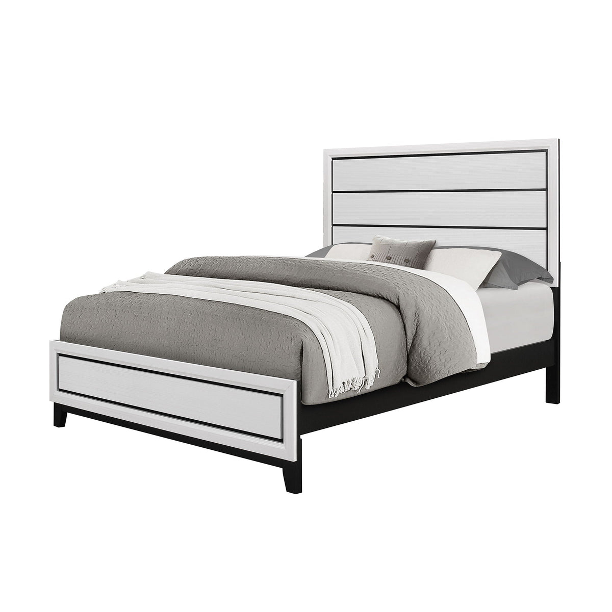 Mirage Panel Bed with Contemporary Headboard - Available in Dark Gray or White, photo 9 of 15